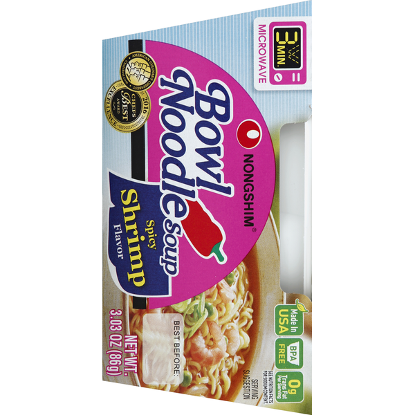 Nongshim Noodle Soup, Bowl, Spicy Shrimp Flavor  DestGlow