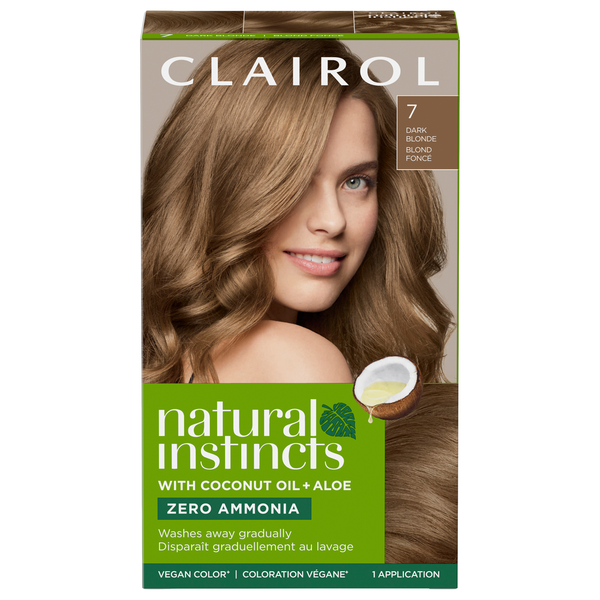 Clairol 7 Dark Blonde Zero Ammonia Vegan Hair Color with Coconut Oil + Aloe  DestGlow