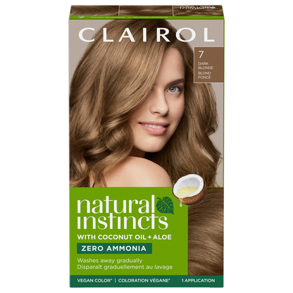 Clairol 7 Dark Blonde Zero Ammonia Vegan Hair Color with Coconut Oil + Aloe  DestGlow
