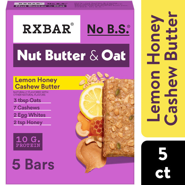 RXBAR Nut Butter and Oat Lemon Honey Cashew Butter Protein Bars, Protein Snacks, 5 Count  DestGlow