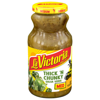 LA VICTORIA Thick &amp; Chunky Verde MED Salsa, 15.5 OZ