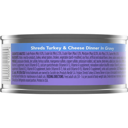 Purina Friskies Gravy Wet Cat Food, Shreds Turkey &amp; Cheese Dinner