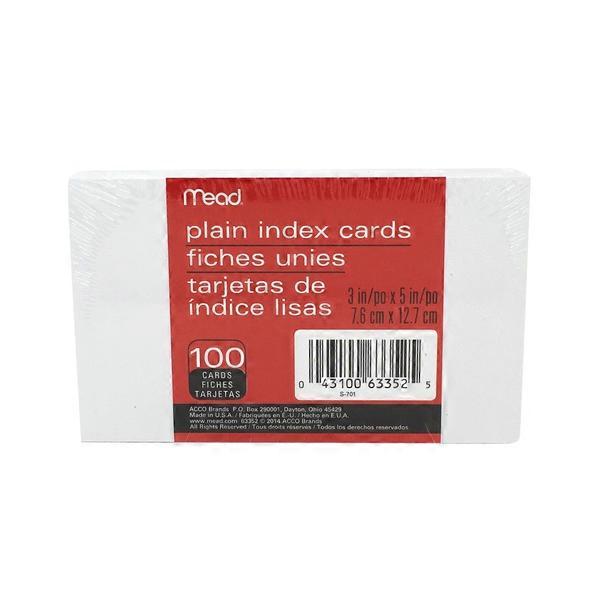 Mead 3 X 5 Plain Index Cards  DestGlow