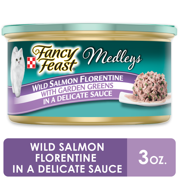 Purina Fancy Feast Wet Cat Food, Medleys Wild Salmon Florentine With Garden Greens in Delicate Sauce  DestGlow