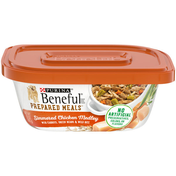 Purina Beneful High Protein Wet Dog Food With Gravy, Prepared Meals Simmered Chicken Medley