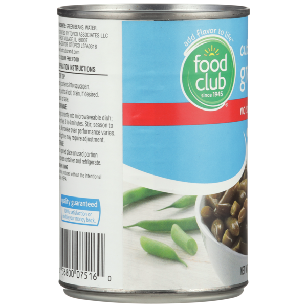 Food Club No Salt Added Cut Green Beans  DestGlow
