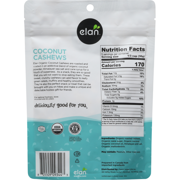 Elan Coconut Cashews, Organic  DestGlow