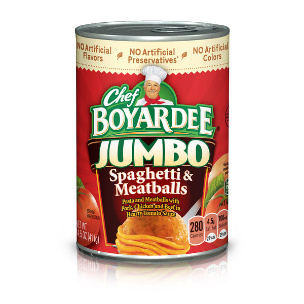Chef Boyardee Jumbo Spaghetti and Meatballs in Hearty Tomato Sauce, Ready-to-Eat Meal  DestGlow