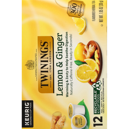 Twinings Flavored Herbal Tea, Lemon &amp; Ginger