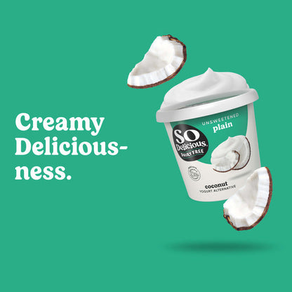So Delicious Dairy Free Coconut Milk Yogurt Alternative, Unsweetened, Plain, Vegan, Gluten Free, Non-GMO, Creamy Plant Based Yogurt Alternative, 24 oz Container