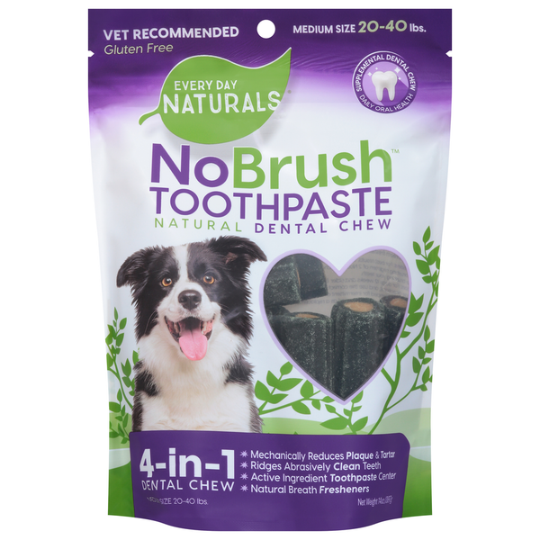 Every Day Naturals Dental Chew, Natural, Toothpaste, Medium Size (20-40 lbs)  DestGlow