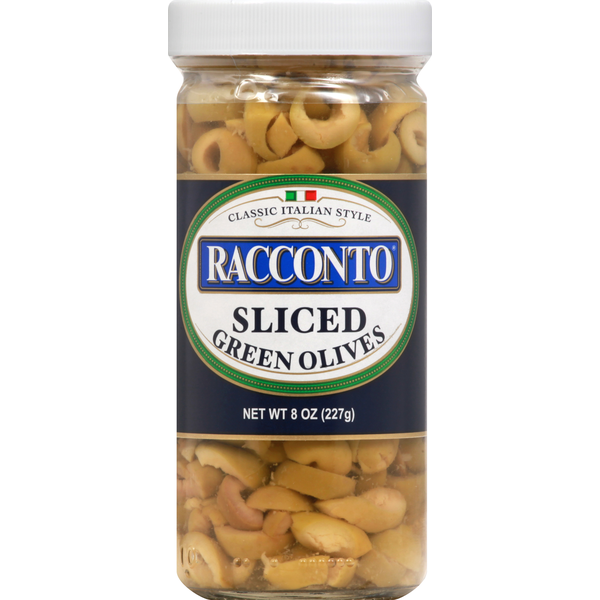 Racconto Italian Foods Green Olives, Sliced  DestGlow