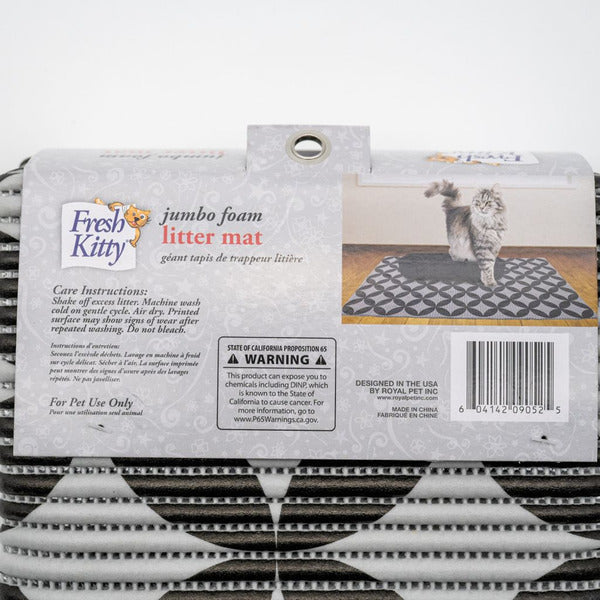 NATURAL STEP Fresh Kitty Jumbo Foam Decorative Litter Mat - Black &amp; Gray  DestGlow