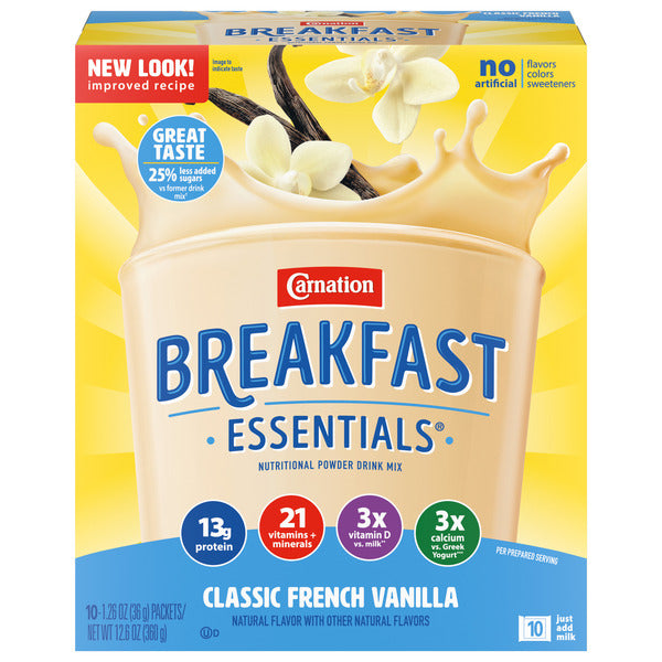 Carnation Breakfast Essentials Classic French Vanilla Nutritional Powder Drink Mix  DestGlow