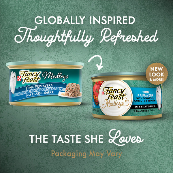 Purina Fancy Feast Wet Cat Food, Medleys Tuna Primavera With Veggies &amp; Greens in a Classic Sauce  DestGlow