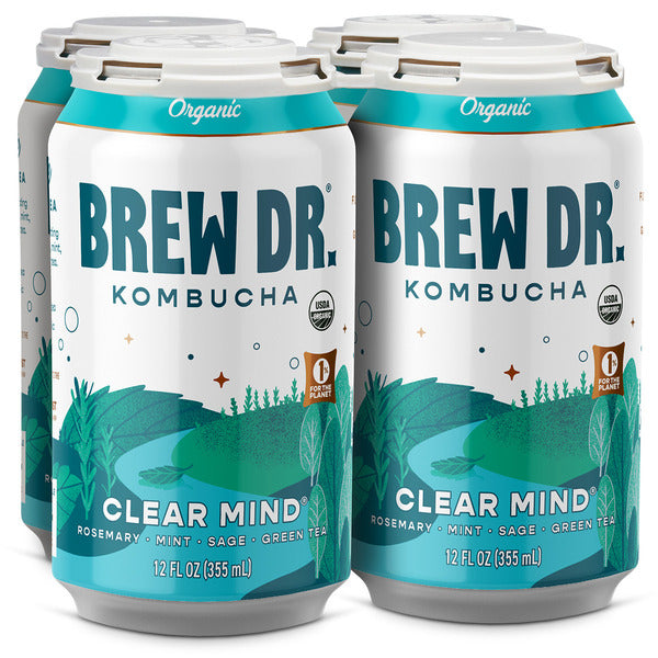 Brew Dr. Kombucha Clear Mind, w/ Rosemary, Mint, Sage, Green Tea  DestGlow