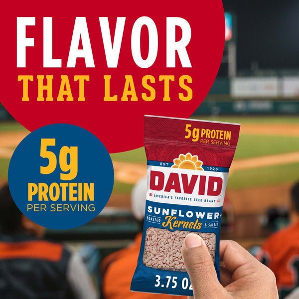 DAVID Seeds Salted and Roasted Sunflower Kernels, Keto Friendly Snack