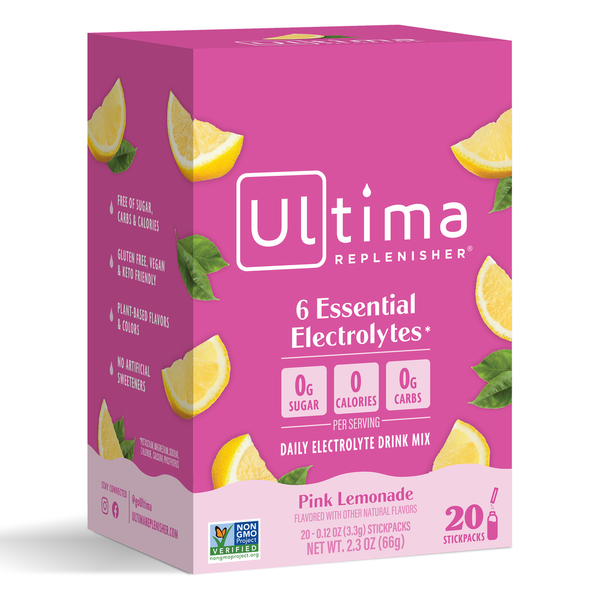 Ultima Replenisher Daily Electrolyte Mix, Pink Lemonade, Stickpacks  DestGlow