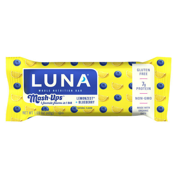 Luna Mash-Ups Lemonzest + Blueberry Flavor Gluten Free Snack Bar  DestGlow