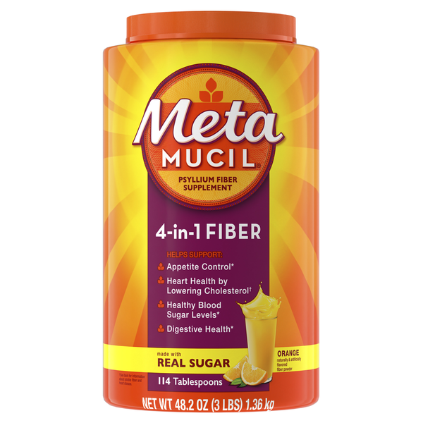 Metamucil 4-in-1 Psyllium Fiber Supplement, Real Sugar Orange  DestGlow