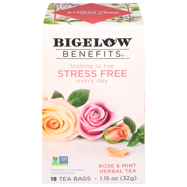 Bigelow Benefits Stress Free Rose &amp; Mint Herbal Tea  DestGlow