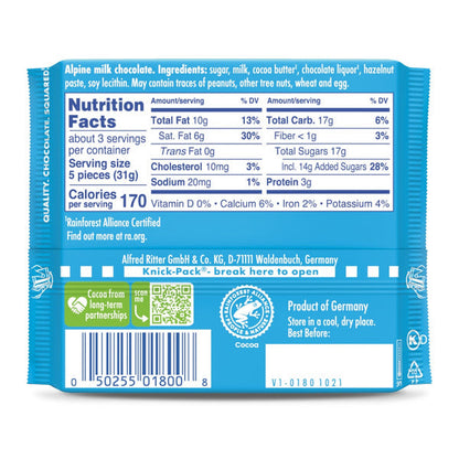 Ritter Sport Alpine Milk Chocolate