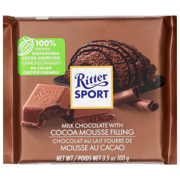Ritter Sport Cocoa Mousse Filling Milk Chocolate  DestGlow