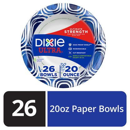 DIXIE Paper Bowls, 20oz Disposable Bowl (Designs May Vary)