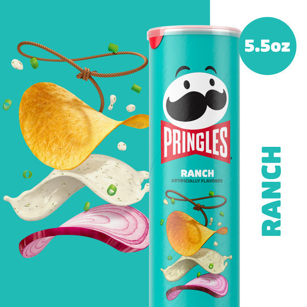 Pringles Ranch Potato Crisps Chips, Lunch Snacks, 5.5 oz  DestGlow