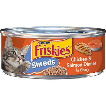 Purina Friskies Gravy Wet Cat Food, Shreds Chicken &amp; Salmon Dinner in Gravy
