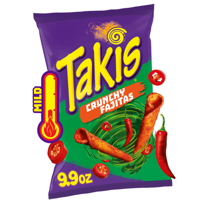 Takis Crunchy Fajitas 9.9 oz Sharing Size Bag, Fajita Flavored Mild Spicy Rolled Tortilla Chips  DestGlow