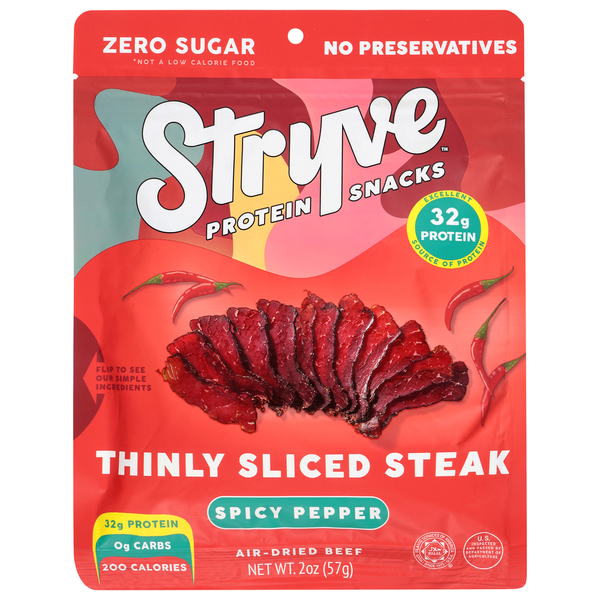 Stryve Thinly Sliced Steak Spicy Pepper Air-Dried Beef  DestGlow