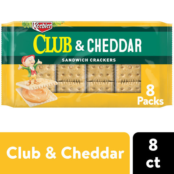Keebler Club and Cheddar Sandwich Crackers, Lunch Snacks, 8 Count  DestGlow