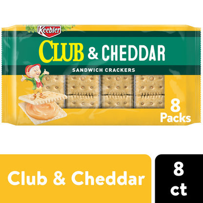 Keebler Club and Cheddar Sandwich Crackers, Lunch Snacks, 8 Count