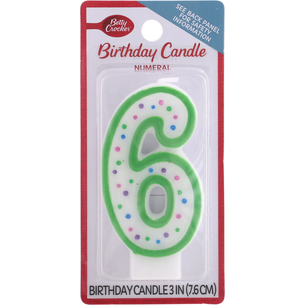 Betty Crocker Birthday Candle, Numeral 6, 3 Inch  DestGlow