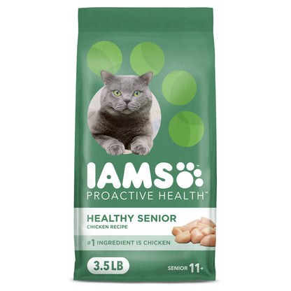 IAMS PROACTIVE HEALTH Healthy Senior Dry Cat Food with Chicken Cat Kibble, 3.5 lb. Bag  DestGlow