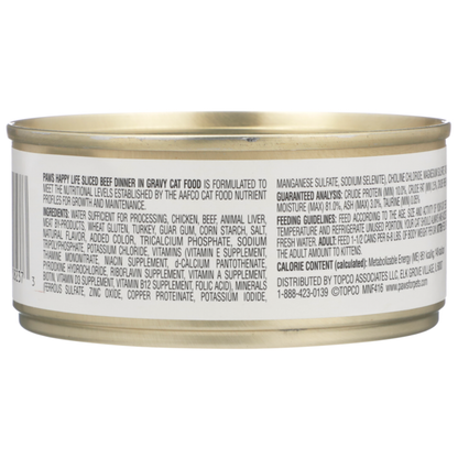 Paws Happy Life Beef Dinner In Gravy Sliced Cat Food