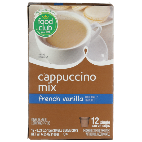 Food Club French Vanilla Cappuccino Mix Single Serve Cups  DestGlow