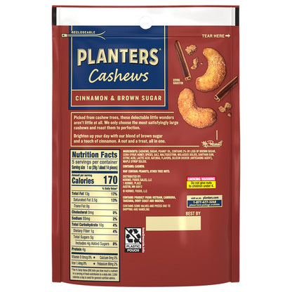 Planters Cashew Cinnamon Brown Sugar 5oz. Bag, 5 OZ