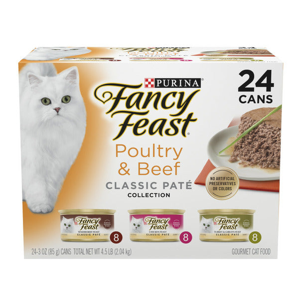 Purina Fancy Feast Poultry and Beef Feast Classic Pate Collection Grain Free Wet Cat Food