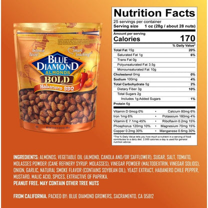 Blue Diamond Blue Daimond BOLD Almonds, Habanero BBQ