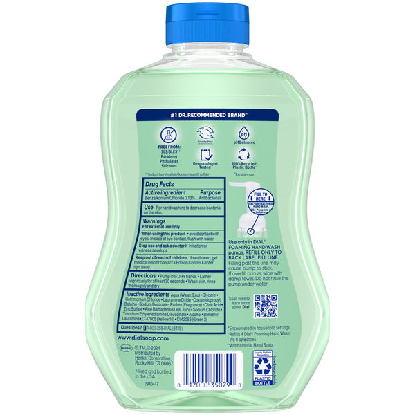 Dial Antibacterial Defense Fresh Pear Foaming Hand Soap Refill, 30 fl oz