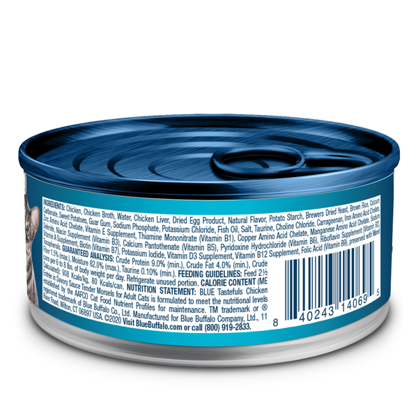 Blue Buffalo Tastefuls Natural Wet Food for Adult Cats, Chicken Entrée Morsels in Gravy  DestGlow