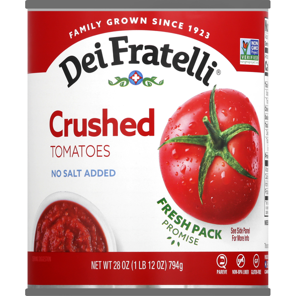 Dei Fratelli Tomatoes, No Salt Added, Crushed  DestGlow