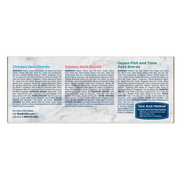 Blue Buffalo Tastefuls Pate Wet Cat Food, Salmon, Chicken, Ocean Fish &amp; Tuna Variety Pack  DestGlow