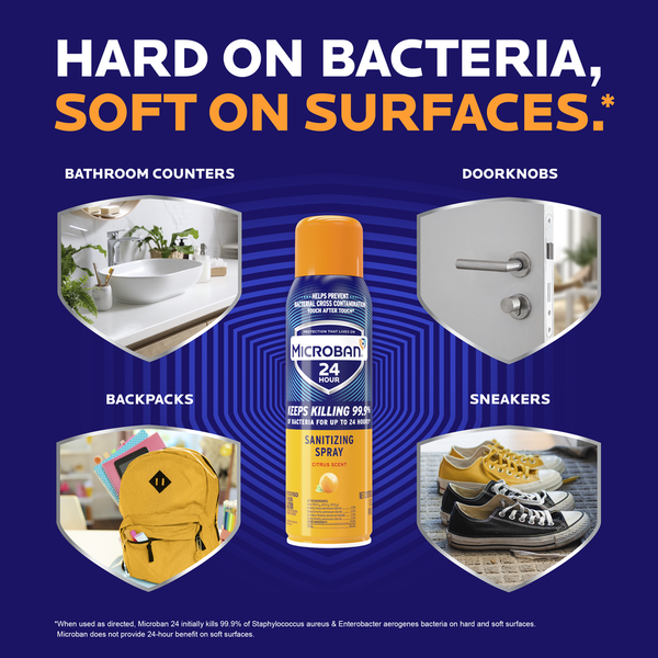 Microban 24 Hour Disinfectant Sanitizing Spray, Citrus Scent  DestGlow