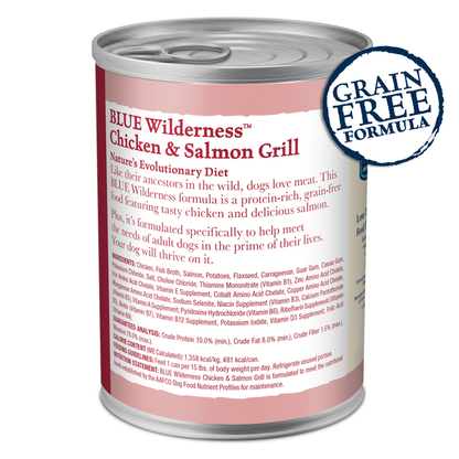 Blue Buffalo Wilderness High Protein, Natural Adult Wet Dog Food, Salmon &amp; Chicken Grill