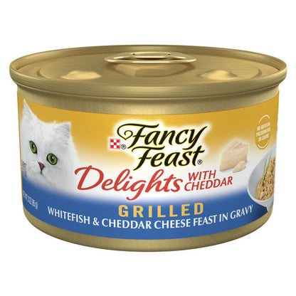 Purina Fancy Feast Gravy Wet Cat Food, Delights Grilled Whitefish &amp; Cheddar Cheese Feast in Gravy