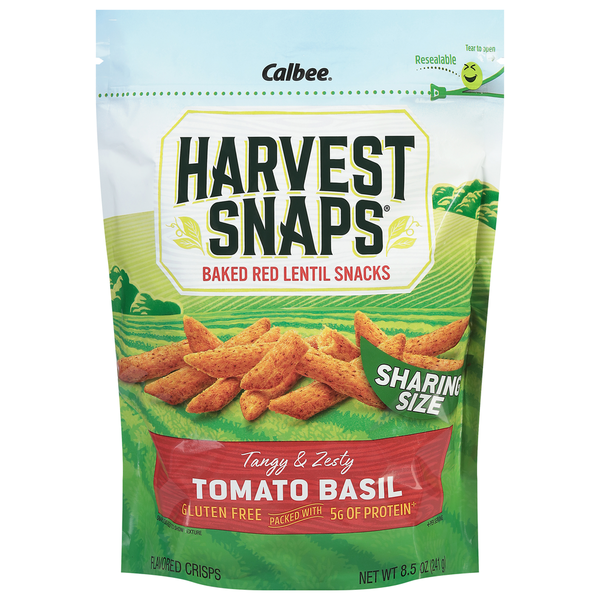 Harvest Snaps Baked Red Lentil Snacks, Tomato Basil, Sharing Size  DestGlow