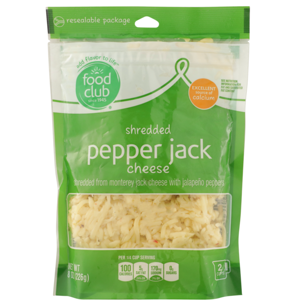 Food Club Pepper Jack Monterey Jack Shredded Cheese With Jalapeno Peppers  DestGlow